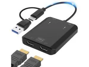 USB 3.0 to Dual HDMI Adapter, 1080P Full HD 1-in-2 Multi-Screen Extender, Dual Monitor Extended Display Converter Compatible with MacOS, Windows 7/8/10/11 Laptops USB 3.0 to Dual HDMI Adapter, 1080P Full HD 1-in-2 Multi-Screen Extender, Dual Monitor Extended Display Converter Compatible with MacOS, Windows 7/8/10/11 Laptops