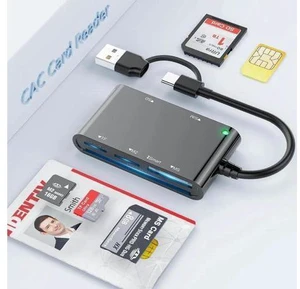 6 in 2 Multi Memory Card Reader USB CAC Card Reader with SDHC/SDXC/SD Card Reader & Micro SD Card Adapter Smart Card Reader for SIM MS M2 MMC RS & 4.0 for Windows Linux Mac OS 6 in 2 Multi Memory Card Reader USB CAC Card Reader with SDHC/SDXC/SD Card Reader & Micro SD Card Adapter Smart Card Reader for SIM MS M2 MMC RS & 4.0 for Windows Linux Mac OS
