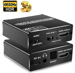Aluminum Shell HDMI Audio Extractor Splitter 4K@60Hz hdmi to hdmi SPDIF 3.5mm Audio Adapter Converter Output Support 18Gbps, HDCP 2.2 1080P@120Hz 1080P@144Hz 3D Compatable for PS4 Fire Aluminum Shell HDMI Audio Extractor Splitter 4K@60Hz hdmi to hdmi SPDIF 3.5mm Audio Adapter Converter Output Support 18Gbps, HDCP 2.2 1080P@120Hz 1080P@144Hz 3D Compatable for PS4 Fire