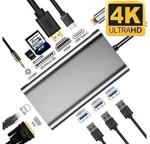 USB C Hub, USB C Adapter 10 in 1 Thunderbolt 3 hub 1000M RJ45 Ethernet, 4K HDMI, VGA, 3USB 3.0 Ports, PD Charging Port, Card Reader, Audio Mic Port MacBook, Chromebook More USB C Hub, USB C Adapter 10 in 1 Thunderbolt 3 hub 1000M RJ45 Ethernet, 4K HDMI, VGA, 3USB 3.0 Ports, PD Charging Port, Card Reader, Audio Mic Port MacBook, Chromebook More