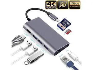 USB C Hub 8-in-1 USB C to 4K HDMI Adapter with Ethernet Port, 60W Power Delivery, SD/TF card reader, 3 USB 3.0 port for MacBook/Pro/Air/IMAC and Type C Windows Laptops USB C Hub 8-in-1 USB C to 4K HDMI Adapter with Ethernet Port, 60W Power Delivery, SD/TF card reader, 3 USB 3.0 port for MacBook/Pro/Air/IMAC and Type C Windows Laptops