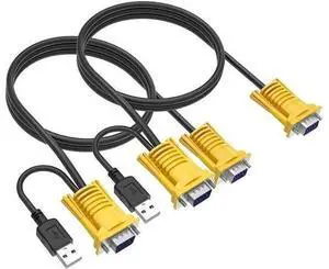 VGA KVM Cable 5ft, USB VGA 2in1 KVM Cable for VGA KVM Switch (2pack, 1.5m) VGA KVM Cable 5ft, USB VGA 2in1 KVM Cable for VGA KVM Switch (2pack, 1.5m)