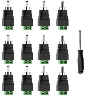 RCA Speaker Wire Connector, Speaker Wire to RCA Adapter, Phono RCA Male Plug Solderless Converter Audio/Video Speaker Wire Connectors Solderless Adapter - 12 Pack(Package Includes Screwdriver) RCA Speaker Wire Connector, Speaker Wire to RCA Adapter, Phono RCA Male Plug Solderless Converter Audio/Video Speaker Wire Connectors Solderless Adapter - 12 Pack(Package Includes Screwdriver)
