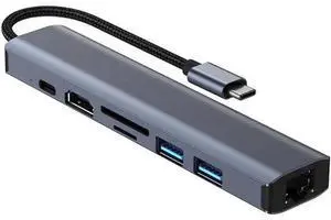 USB-C to Ethernet Hub Adapter, Portable 7 in 1 Multiport Hub with 4K HDMI, 2*USB3.0, , SD/TF Card Readers, 100W PD, Gigabit Ethernet for MacBook Pro/Air 2022/2021, iMac, iPad USB-C to Ethernet Hub Adapter, Portable 7 in 1 Multiport Hub with 4K HDMI, 2*USB3.0, , SD/TF Card Readers, 100W PD, Gigabit Ethernet for MacBook Pro/Air 2022/2021, iMac, iPad