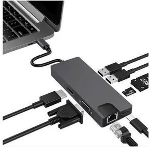 Updated Version USB C Hub, 8 in 1 USB C Adapter with Ethernet RJ45, 4K USB C to HDMI, VGA, 2*USB3.0, SD/TF Card Reader,PD Charge Port for MacBook/MacBook Pro Updated Version USB C Hub, 8 in 1 USB C Adapter with Ethernet RJ45, 4K USB C to HDMI, VGA, 2*USB3.0, SD/TF Card Reader,PD Charge Port for MacBook/MacBook Pro