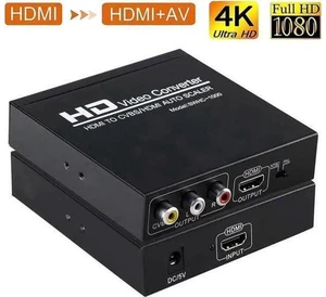 HDMI to RCA and HDMI Adapter Converter, HDMI to HDMI+3RCA CVBS AV Composite Video Audio Adapter/Splitter, with Power Adapter Support 1080P, PAL, NTSC, for HD TV, Older TV,Camera, Monitor etc HDMI to RCA and HDMI Adapter Converter, HDMI to HDMI+3RCA CVBS AV Composite Video Audio Adapter/Splitter, with Power Adapter Support 1080P, PAL, NTSC, for HD TV, Older TV,Camera, Monitor etc