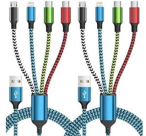 Dual Type-C 4 in 1 Charging Cable (2 Pack 5FT) Multi Charging Cables for All Devices Universal USB Cable Adapter 2 USB-C/IP/Micro Port for Cell Phones Tablets Galaxy PS & More Dual Type-C 4 in 1 Charging Cable (2 Pack 5FT) Multi Charging Cables for All Devices Universal USB Cable Adapter 2 USB-C/IP/Micro Port for Cell Phones Tablets Galaxy PS & More