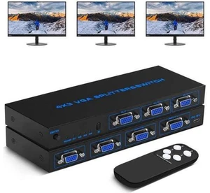 4 Port VGA Video Splitter PC Screen Duplicat 4 PC to 3 Monitors Distribution Duplicator VGA/SVGA LCD CRT Splitter Box Display 350MHz Supports High Resolution up to 1920x1080 4 Port VGA Video Splitter PC Screen Duplicat 4 PC to 3 Monitors Distribution Duplicator VGA/SVGA LCD CRT Splitter Box Display 350MHz Supports High Resolution up to 1920x1080