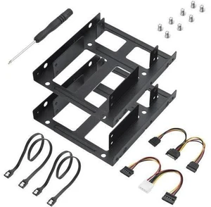 2 Pack Double-Deck SSD Mounting Bracket SSD Adapter 2.5" to 3.5" Hard Drive with SATA Cable and Power Splitter Cable Metal SSD HDD Holder Compatible with 2.5 to 3.5 Drive Bay 2 Pack Double-Deck SSD Mounting Bracket SSD Adapter 2.5" to 3.5" Hard Drive with SATA Cable and Power Splitter Cable Metal SSD HDD Holder Compatible with 2.5 to 3.5 Drive Bay