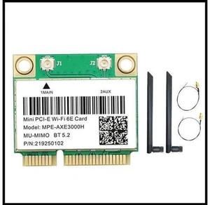 MPE-AXE3000H WiFi Card+Dual WiFi 6E 2400Mbps Mini PCI-E for BT 5.3 802.11AX 2.4G/5G/6Ghz Wlan Network Card MPE-AXE3000H WiFi Card+Dual WiFi 6E 2400Mbps Mini PCI-E for BT 5.3 802.11AX 2.4G/5G/6Ghz Wlan Network Card