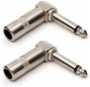 1/4" 6.35mm Jack 90 Degree Right Angle TS Mono Male to Female Solder Connector for Speaker Cables, Patch Cables 2pcs 1/4" 6.35mm Jack 90 Degree Right Angle TS Mono Male to Female Solder Connector for Speaker Cables, Patch Cables 2pcs