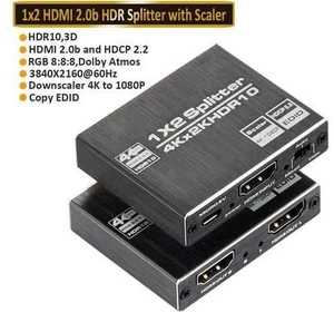 4K x 2K@60Hz HDMI Splitter 1 in 2 Out 4K @ 60Hz 1x2 Powered HDMI Splitter Duplicate Mirror with EDID Support HDCP 2.2 HDR (1 Source to 2 Displays) 4K x 2K@60Hz HDMI Splitter 1 in 2 Out 4K @ 60Hz 1x2 Powered HDMI Splitter Duplicate Mirror with EDID Support HDCP 2.2 HDR (1 Source to 2 Displays)