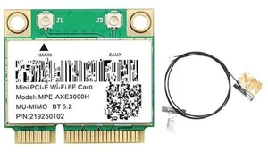 MPE-AXE3000H WiFi Card+ WiFi 6E 2400Mbps Mini PCI-E for BT 5.2 802.11AX 2.4G/5G/6Ghz Wlan Network Card MPE-AXE3000H WiFi Card+ WiFi 6E 2400Mbps Mini PCI-E for BT 5.2 802.11AX 2.4G/5G/6Ghz Wlan Network Card