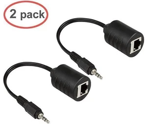 2Pack 35mm Stereo to RJ45 Female Extender Over Cat5Cat6 Cable 2X 35mm to RJ45 Female 2Pack 35mm Stereo to RJ45 Female Extender Over Cat5Cat6 Cable 2X 35mm to RJ45 Female