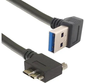 Locking Screws Panel Cable Down Direction Right Angled 90 Degree A plug to Micro B Plug USB 3.0 Left Angled 0.4M Locking Screws Panel Cable Down Direction Right Angled 90 Degree A plug to Micro B Plug USB 3.0 Left Angled 0.4M