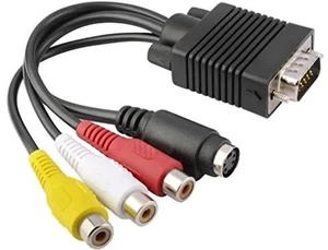 VGA SVGA to S-Video 3 RCA AV TV Out Cable Adapter Converter Computer Monitor VGA SVGA to S-Video 3 RCA AV TV Out Cable Adapter Converter Computer Monitor
