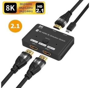 HDMI 2.1 Ultra 8K HD Bi-Directional Switch 8K@60Hz 4K@120Hz 1in 2out 2in 1out High Speed 48Gbps Splitter(Singal Display) Converter Compatible with Xbox X PS5 HDMI 2.1 Ultra 8K HD Bi-Directional Switch 8K@60Hz 4K@120Hz 1in 2out 2in 1out High Speed 48Gbps Splitter(Singal Display) Converter Compatible with Xbox X PS5