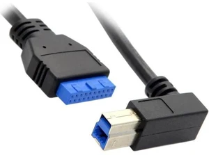 90 D Left angled USB 3.0 B Type Male to 3.0 Motherboard 19pin Header Cable 50cm 90 D Left angled USB 3.0 B Type Male to 3.0 Motherboard 19pin Header Cable 50cm