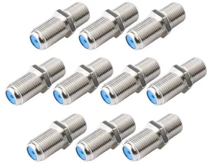 F81 Coaxial Cable Connector 3GHz F-Type RG6 Cable Extension Adapter (Pack of 10, Silver) F81 Coaxial Cable Connector 3GHz F-Type RG6 Cable Extension Adapter (Pack of 10, Silver)