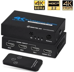 HDMI Switch 4k@60HZHDMI Splitter 3in1 Out HDMI Switcher Selector with IR Remote Control HDMI3Port Box Hub Support 3D HDCP2.2 for PS4/Xbox One/Fire TV/Apple TV/Sky Box/STB/DVD/Roku OZQ2-1 HDMI Switch 4k@60HZHDMI Splitter 3in1 Out HDMI Switcher Selector with IR Remote Control HDMI3Port Box Hub Support 3D HDCP2.2 for PS4/Xbox One/Fire TV/Apple TV/Sky Box/STB/DVD/Roku OZQ2-1