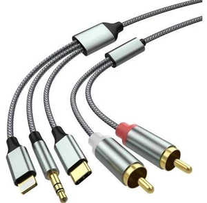 Lightning to RCA Cable Audio Aux Adapter RCA to 3.5mm CableUSB C to 2 RCA Audio Cable (3 in 1 Audio Cable) for Power Amplifier Car Home Theater Speaker and More(Lightning Compatible) Lightning to RCA Cable Audio Aux Adapter RCA to 3.5mm CableUSB C to 2 RCA Audio Cable (3 in 1 Audio Cable) for Power Amplifier Car Home Theater Speaker and More(Lightning Compatible)