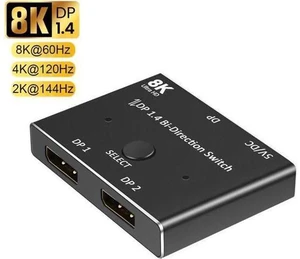 Displayport 1.4 Switch 8K Displayport Bi-direction splitter switcher Displayport KVM 1in 2out 2in 1out Display-port 8K@60Hz,4K@120Hz Splitter Converter for Computer Monitor Projector TV Displayport 1.4 Switch 8K Displayport Bi-direction splitter switcher Displayport KVM 1in 2out 2in 1out Display-port 8K@60Hz,4K@120Hz Splitter Converter for Computer Monitor Projector TV