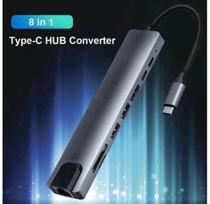USB C Hub, 8-in-1 USB C Adapter for MacBook/Pro/Air (Thunderbolt 3), with 4K USB-C to HDMI, RJ45 Port , 2 USB 3.0 Ports, SD/TF Cards Reader, 87W Power Delivery, Type-C Data Port USB C Hub, 8-in-1 USB C Adapter for MacBook/Pro/Air (Thunderbolt 3), with 4K USB-C to HDMI, RJ45 Port , 2 USB 3.0 Ports, SD/TF Cards Reader, 87W Power Delivery, Type-C Data Port