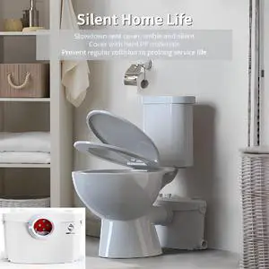 Upflush Toilet System for Basement with 600 Watt Macerating Pump | Macerating Toilet | 29 Ft Upward and 290 Ft horizontally SUPERFLO Upflush Toilet System for Basement with 600 Watt Macerating Pump | Macerating Toilet | 29 Ft Upward and 290 Ft horizontally SUPERFLO