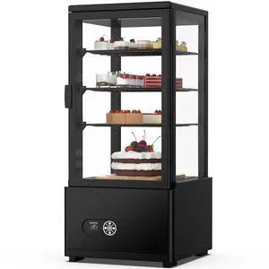 Commercial Display Refrigerator, 3 Cu. FT (86 L) Cake Display Case with LED Lighting | Double-Layered Glass | Automatic Defrost | Commercial Display Fridge for Home, Store and Coffee, Bakery, Black Commercial Display Refrigerator, 3 Cu. FT (86 L) Cake Display Case with LED Lighting | Double-Layered Glass | Automatic Defrost | Commercial Display Fridge for Home, Store and Coffee, Bakery, Black
