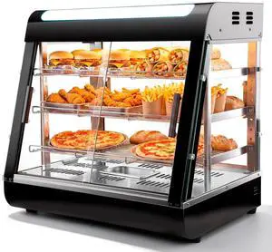 26" Commercial Food Warmer Countertop, 100L 3-Tier Electric Display Food Heater Hot Box with Steam Heating (86-185), Sliding Glass Door & LED Lighting for Pizza, Parties, Buffet 26" Commercial Food Warmer Countertop, 100L 3-Tier Electric Display Food Heater Hot Box with Steam Heating (86-185), Sliding Glass Door & LED Lighting for Pizza, Parties, Buffet