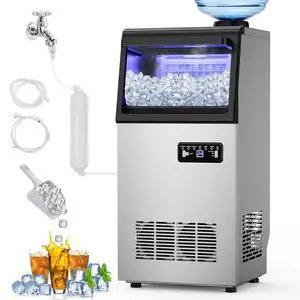 Commercial Ice Maker Machine 130 Lbs/24H, 20 Lbs Ice Bin, Undercounter Ice Maker Stainless Steel, 45 Ice Cubes/8-15 Min, Ice Machine, Dual Water Inlet, Set Ice Thickness, 24H Timer for Bar, Café, etc. Commercial Ice Maker Machine 130 Lbs/24H, 20 Lbs Ice Bin, Undercounter Ice Maker Stainless Steel, 45 Ice Cubes/8-15 Min, Ice Machine, Dual Water Inlet, Set Ice Thickness, 24H Timer for Bar, Café, etc.