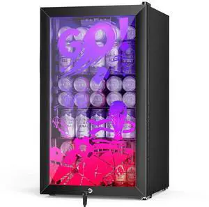 Beverage Refrigerator for World Cup with LED Light Up Door 128 Can Freestanding 17" Small Drink Fridge, Mini Beer Cooler with 4 Removable Shelves, Safety Lock for Party Bar Gaming Room Beverage Refrigerator for World Cup with LED Light Up Door 128 Can Freestanding 17" Small Drink Fridge, Mini Beer Cooler with 4 Removable Shelves, Safety Lock for Party Bar Gaming Room
