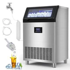 Commercial Ice Maker Machine 320 LBS/24H,Freestanding & Undercounter Ice Machine Stainless Steel with 120 LBS Ice Storage Capacity, Ice Maker with Water Line and Filter, Dual Water Inlet Commercial Ice Maker Machine 320 LBS/24H,Freestanding & Undercounter Ice Machine Stainless Steel with 120 LBS Ice Storage Capacity, Ice Maker with Water Line and Filter, Dual Water Inlet