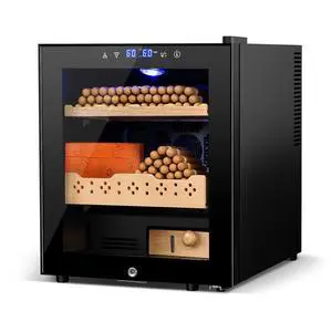 Electric Humidor for Cigars, 50L 300 Counts Large Capacity, Thermostatic Electric Cigar Cooler Cabinet with Spanish Cedar Wood Shelves, Digital LED Screen, Smart Humidity & Temp Control, Gifts for Men Electric Humidor for Cigars, 50L 300 Counts Large Capacity, Thermostatic Electric Cigar Cooler Cabinet with Spanish Cedar Wood Shelves, Digital LED Screen, Smart Humidity & Temp Control, Gifts for Men