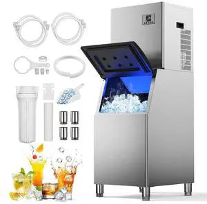 Commercial Ice Maker Machine 680LBS/24H, 560LBS Storage Bin, Commercial Ice Machine with Self-Cleaning | 12 Ice Thickness Levels | Ice Ready in 5-15min | Industrial Ice Machine, Stainless Steel Commercial Ice Maker Machine 680LBS/24H, 560LBS Storage Bin, Commercial Ice Machine with Self-Cleaning | 12 Ice Thickness Levels | Ice Ready in 5-15min | Industrial Ice Machine, Stainless Steel