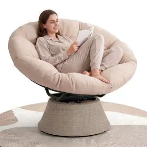 2026 Upgraded 43 Papasan Chair with Non-Slip Cushion Anchor, Swivel Lounge Chair with Reinforced Steel Frame for Indoor/Outdoor, Comfortable Reading Chair for Living Room, Patio, Porch, Beige 2026 Upgraded 43 Papasan Chair with Non-Slip Cushion Anchor, Swivel Lounge Chair with Reinforced Steel Frame for Indoor/Outdoor, Comfortable Reading Chair for Living Room, Patio, Porch, Beige