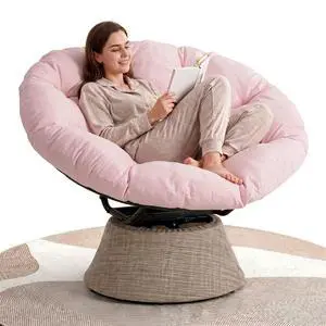 2026 Upgraded 43 Papasan Chair with Non-Slip Cushion Anchor, Swivel Lounge Chair with Reinforced Steel Frame for Indoor/Outdoor, Comfortable Reading Chair for Living Room, Patio, Porch, Pink 2026 Upgraded 43 Papasan Chair with Non-Slip Cushion Anchor, Swivel Lounge Chair with Reinforced Steel Frame for Indoor/Outdoor, Comfortable Reading Chair for Living Room, Patio, Porch, Pink