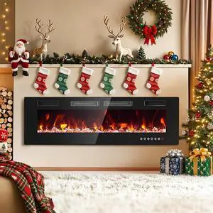 60 Electric Fireplace Insert, Ultra Slim Fireplace with 2 Heat Fans, 750/1500W Recessed Fire Place with 12 Flame Color, Touch Screen 60 Electric Fireplace Insert, Ultra Slim Fireplace with 2 Heat Fans, 750/1500W Recessed Fire Place with 12 Flame Color, Touch Screen