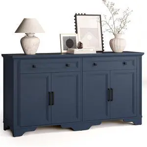 63" Sideboard Buffet Cabinet, Kitchen Buffet Storage Cabinet, Large Credenza with Drawers & Doors, Wood Coffee Bar Console Wine Bar for Living Room Hallway Blue 63" Sideboard Buffet Cabinet, Kitchen Buffet Storage Cabinet, Large Credenza with Drawers & Doors, Wood Coffee Bar Console Wine Bar for Living Room Hallway Blue