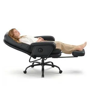Multi-Task Ergonomic Office Chair with Footrest Computer Desk Chairs Indoor Lounge Chair with 90-165° 4-Level Reclining, Chairs for Working Relaxing Sleeping, PU Leather+Iron Base, Black Multi-Task Ergonomic Office Chair with Footrest Computer Desk Chairs Indoor Lounge Chair with 90-165° 4-Level Reclining, Chairs for Working Relaxing Sleeping, PU Leather+Iron Base, Black