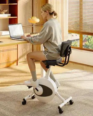 Multi-Task Office Desk Chair with Integrated Bike Comfortable Low-Back Lumbar Support Wheels, Space Saving Armless Chairs for Home Office Desk Active Working Relaxing Exercising, Black Multi-Task Office Desk Chair with Integrated Bike Comfortable Low-Back Lumbar Support Wheels, Space Saving Armless Chairs for Home Office Desk Active Working Relaxing Exercising, Black