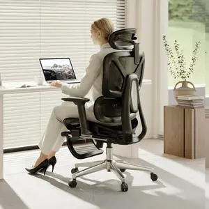 ErgoX Premium Ergonomic Office Chair with Footrest - Adjustable 3D Armrests, Dynamic Lumbar Support, Recline & Tilt Function, Mesh Seat, for Home & Office Use, Black ErgoX Premium Ergonomic Office Chair with Footrest - Adjustable 3D Armrests, Dynamic Lumbar Support, Recline & Tilt Function, Mesh Seat, for Home & Office Use, Black