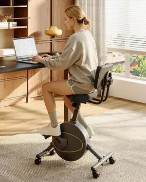 Multi-Task Office Desk Chair with Integrated Bike Comfortable Low-Back Lumbar Support Wheels, Space Saving Armless Chairs for Home Office Desk Active Working Relaxing Exercising, Black Multi-Task Office Desk Chair with Integrated Bike Comfortable Low-Back Lumbar Support Wheels, Space Saving Armless Chairs for Home Office Desk Active Working Relaxing Exercising, Black