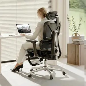 ErgoX Premium Ergonomic Office Chair with Footrest- Adjustable 3D Armrests, Dynamic Lumbar Support, Recline & Tilt Function, Mesh Seat, for Home & Office Use,Dark Grey ErgoX Premium Ergonomic Office Chair with Footrest- Adjustable 3D Armrests, Dynamic Lumbar Support, Recline & Tilt Function, Mesh Seat, for Home & Office Use,Dark Grey