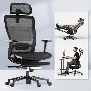 OC3 Air Ergonomic Office Chair with Footrest, High Back Computer Chair with Adjustable Lumbar Support/3D Headrest, Desk Chairs for Home Office Gaming Working, Black,Mesh Seat,Air-F OC3 Air Ergonomic Office Chair with Footrest, High Back Computer Chair with Adjustable Lumbar Support/3D Headrest, Desk Chairs for Home Office Gaming Working, Black,Mesh Seat,Air-F