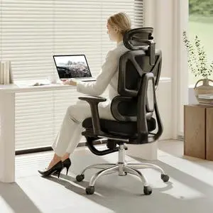 ErgoX Premium Ergonomic Office Chair with Footrest- Adjustable 3D Armrests, Dynamic Lumbar Support, Recline & Tilt Function, Mesh Seat, for Home & Office Use,Black Foam ErgoX Premium Ergonomic Office Chair with Footrest- Adjustable 3D Armrests, Dynamic Lumbar Support, Recline & Tilt Function, Mesh Seat, for Home & Office Use,Black Foam