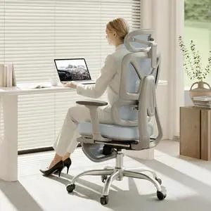 ErgoX Premium Ergonomic Office Chair with Footrest- Adjustable 3D Armrests, Dynamic Lumbar Support, Recline & Tilt Function, Mesh Seat, for Home & Office Use,Blue Foam ErgoX Premium Ergonomic Office Chair with Footrest- Adjustable 3D Armrests, Dynamic Lumbar Support, Recline & Tilt Function, Mesh Seat, for Home & Office Use,Blue Foam