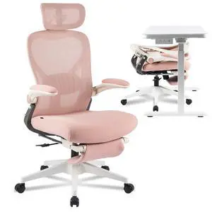 Foldex Ergonomic Office Chair, Folding Chair for Small Spaces with Lumbar Support, Flip-up Armrests, 3D Headrest, Desk Chairs with Footrest for Work,Video Game,Gift Foam Seat, Pink Foldex Ergonomic Office Chair, Folding Chair for Small Spaces with Lumbar Support, Flip-up Armrests, 3D Headrest, Desk Chairs with Footrest for Work,Video Game,Gift Foam Seat, Pink
