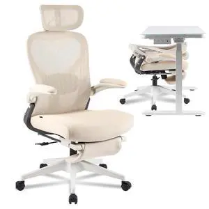 Foldex Ergonomic Office Chair, Folding Chair for Small Spaces with Lumbar Support, Flip-up Armrests, 3D Headrest, Desk Chairs with Footrest for Work,Video Game (Foam Seat, Cream) Foldex Ergonomic Office Chair, Folding Chair for Small Spaces with Lumbar Support, Flip-up Armrests, 3D Headrest, Desk Chairs with Footrest for Work,Video Game (Foam Seat, Cream)