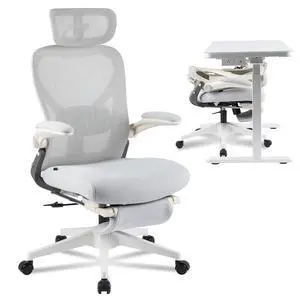 Foldex Ergonomic Office Chair, Folding Chair for Small Spaces with Lumbar Support, Flip-up Armrests, 3D Headrest, Desk Chairs with Footrest for Work,Video Game (Foam Seat, Grey) Foldex Ergonomic Office Chair, Folding Chair for Small Spaces with Lumbar Support, Flip-up Armrests, 3D Headrest, Desk Chairs with Footrest for Work,Video Game (Foam Seat, Grey)